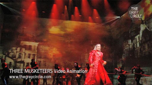 3 MUSKETEERS Video Animation on stage - The Gray Circle 1